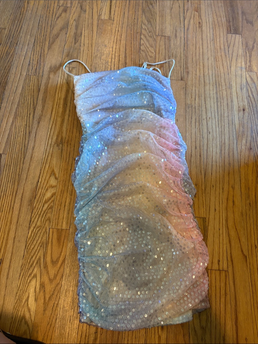 Sparkle Multi-Color Sequin Ruched Slip Dress